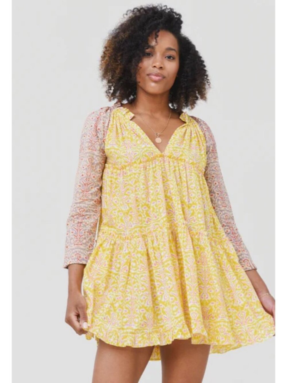 Charina Sarte yellow boho NWT Women's Poppy Mini Dress M